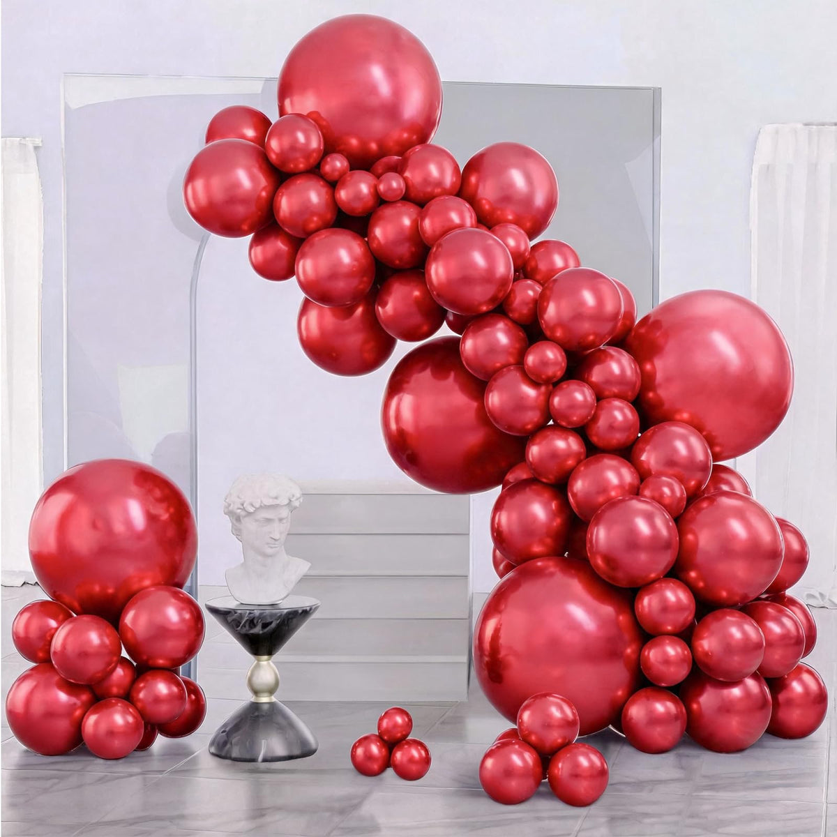 PartyWoo Pearl White Balloons 140pcs Metallic White Color Different Sizes