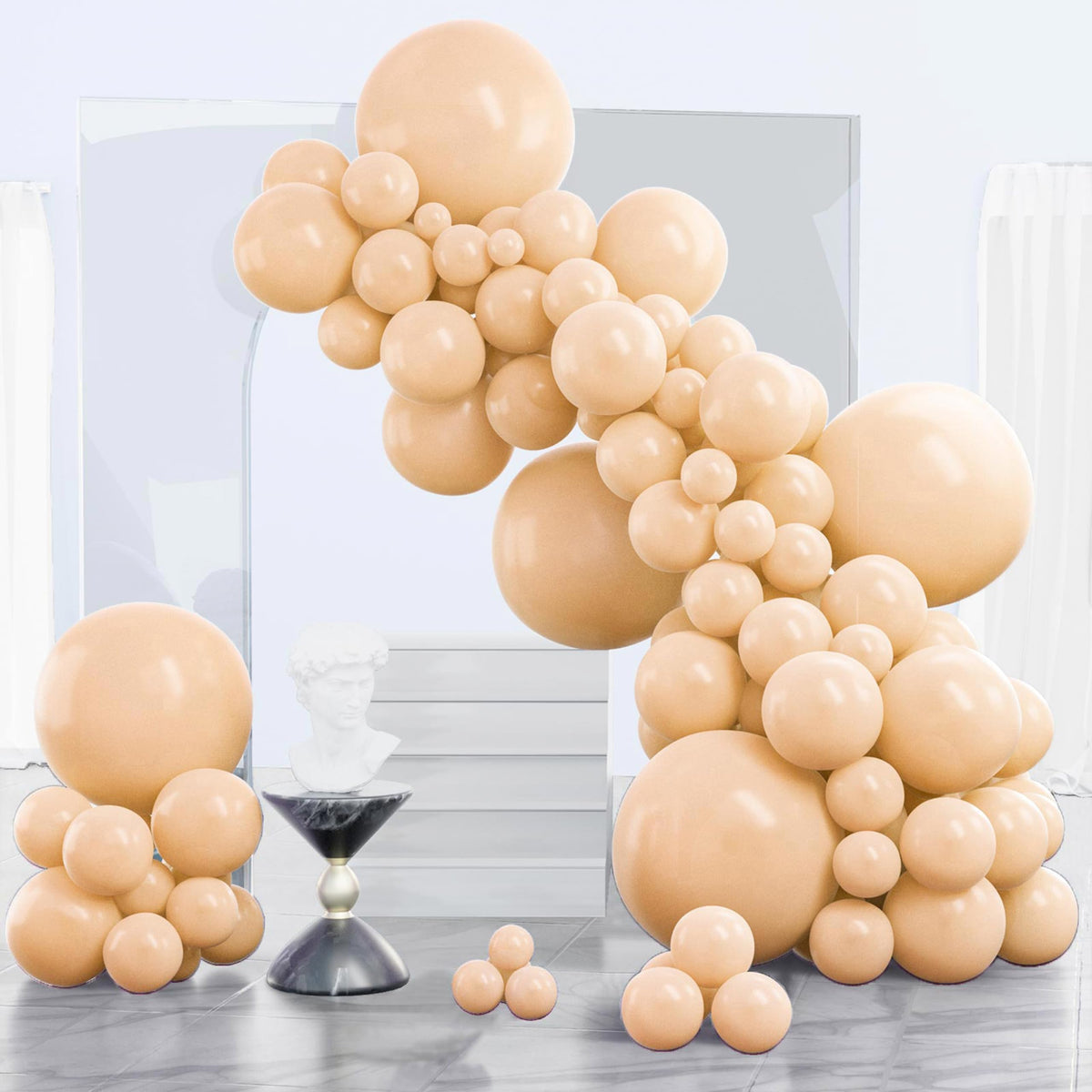 PartyWoo Pearl White Balloons 140pcs Metallic White Color Different Sizes