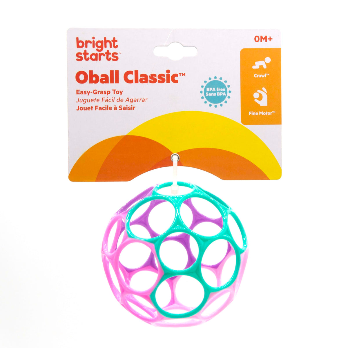Bright Starts Oball Grippin' Goals Rattle Soccer Ball - Black & White, Easy-Grasp Toy for Newborn and Up