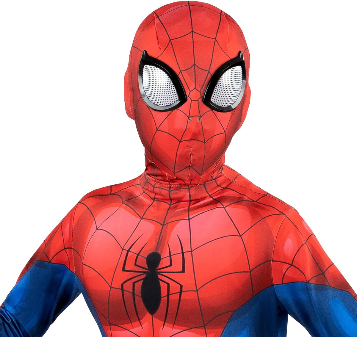 Marvel Spider-Man Official Youth Deluxe Zentai Costume - Deluxe Two-Way Stretch Spandex with Invisible Zippers and Wrist Openings for Added Convenience (L)