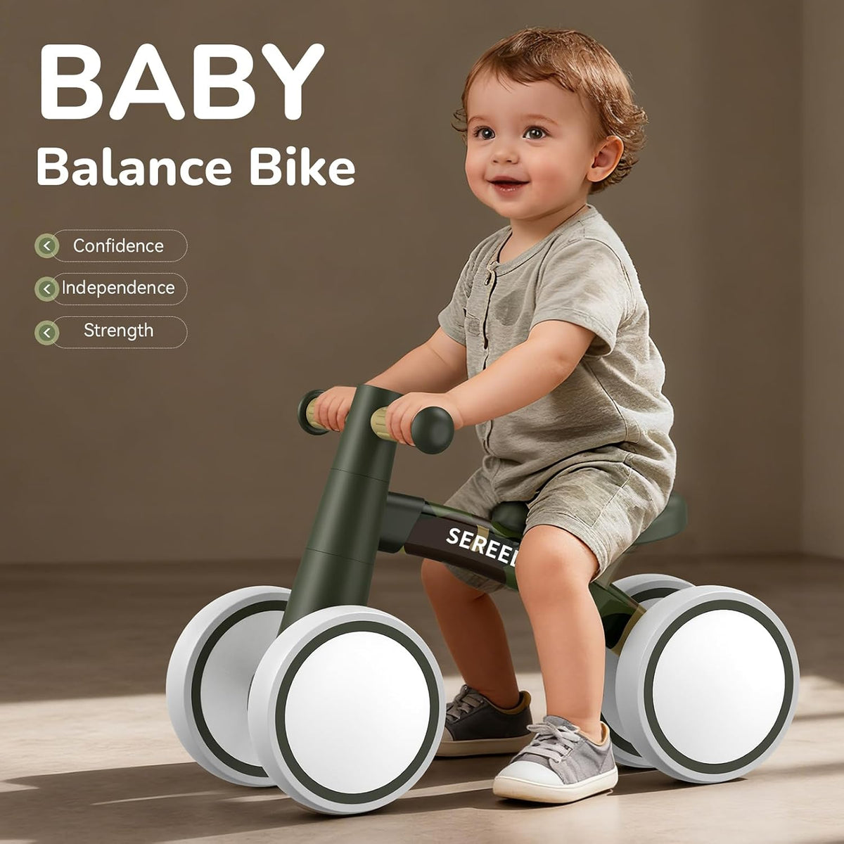 SEREED Baby Balance Bike for 1 Year Old Boy Girl, First Birthday Gift Toy