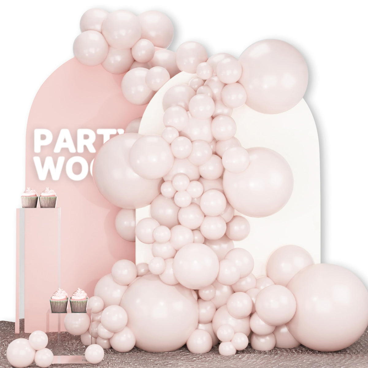 PartyWoo Pearl White Balloons 140pcs Metallic White Color Different Sizes