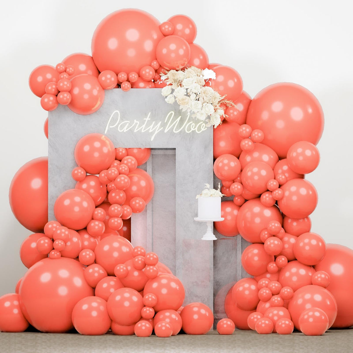 PartyWoo Pearl White Balloons 140pcs Metallic White Color Different Sizes