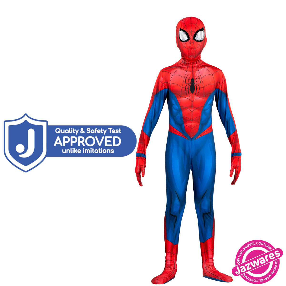 Marvel Spider-Man Official Youth Deluxe Zentai Costume - Deluxe Two-Way Stretch Spandex with Invisible Zippers and Wrist Openings for Added Convenience (L)