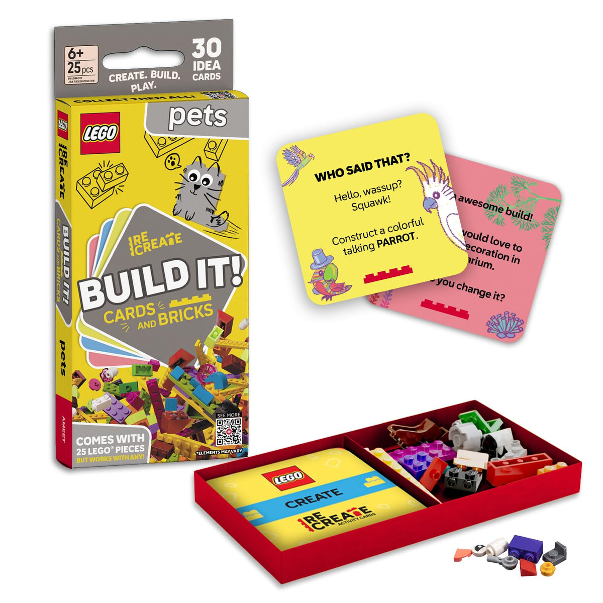 LEGO Recreate Activity Cards – Animals | Creative Building Game with 30+ Activity Cards & 25 LEGO Elements | Ages 6+