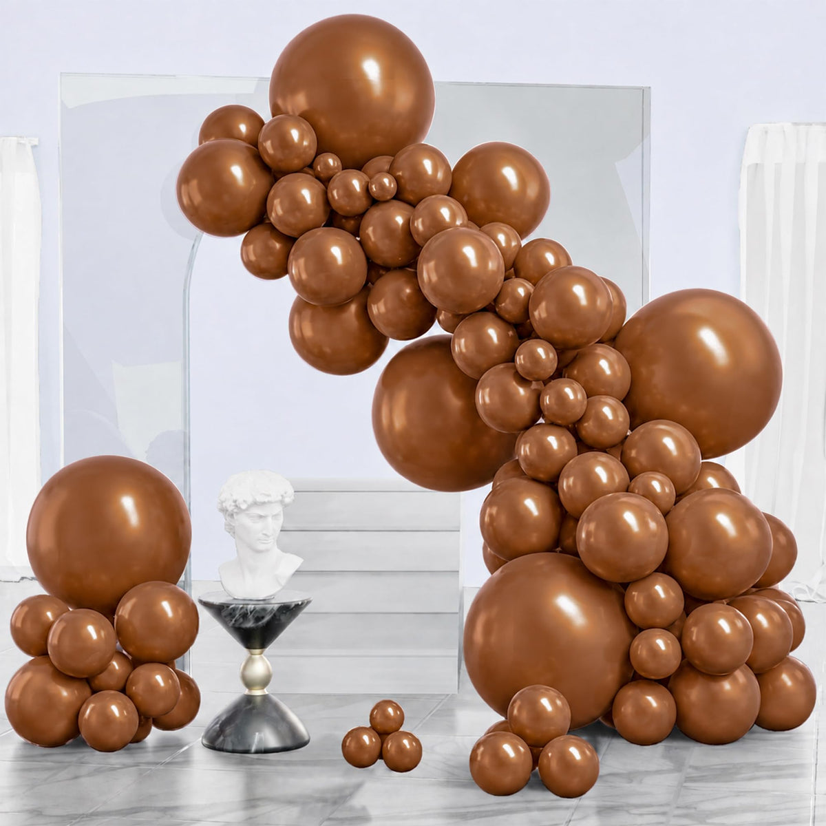 PartyWoo Pearl White Balloons 140pcs Metallic White Color Different Sizes