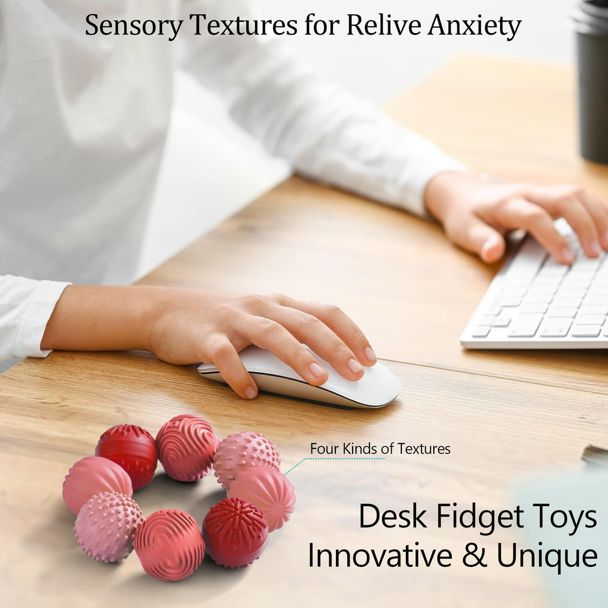 Silicone Magnetic Balls Fidget Toys for Adults & Teens,4PCS Stress Relief Sensory Toys for Autism ADHD Anxiety,Fun Textures Gadgets,Office Desk Toy,Stocking Stuffers for Women Men Teen Gift