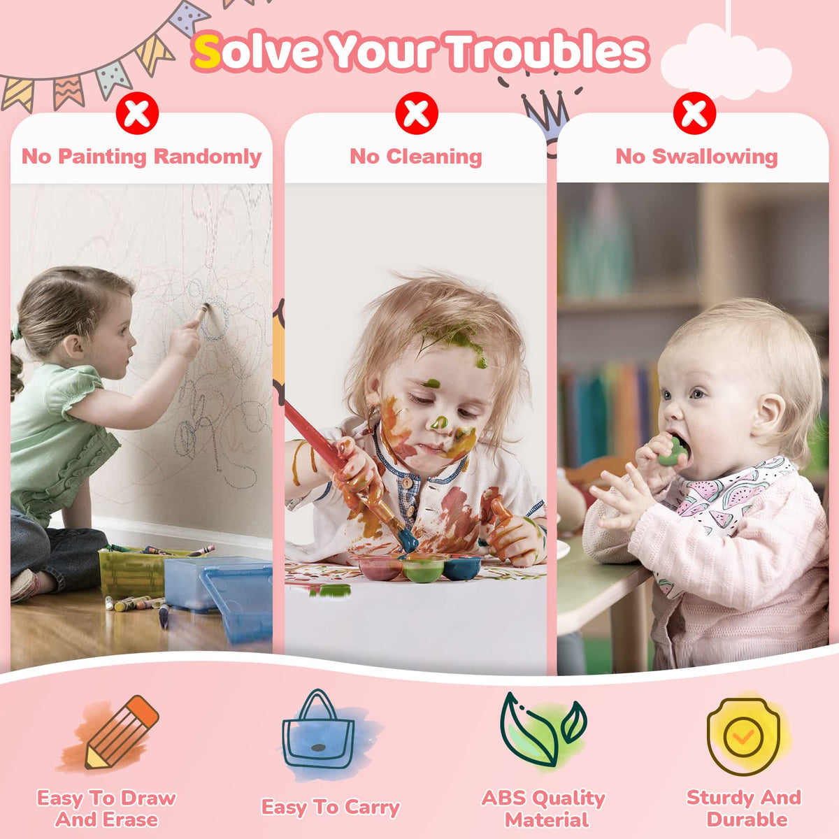 Kikidex Magnetic Drawing Board, Toddler Girl Toys for 1-3 Year Old, Doodle Board Pad Learning and Educational Toys for 1 2 3 Year Old Kids Birthday Gift (Light Blue)