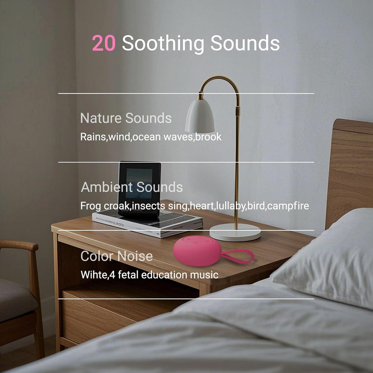 Portable Baby Sound Machine & Essentials for Babies & Kids-Rose