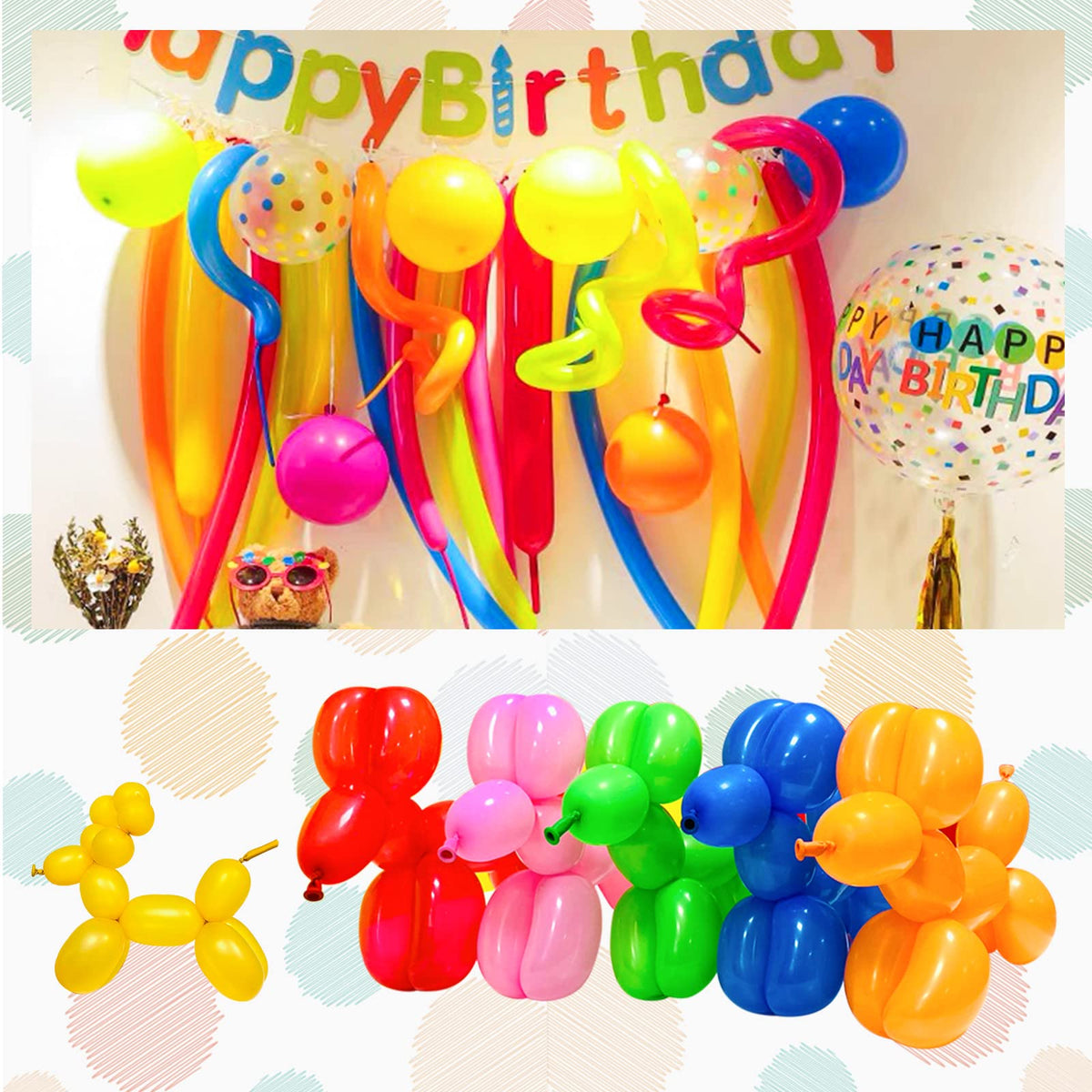 Long Orange 260 Balloons Kit for Kids Party Decor, Bright Long Balloons Twisting Animals Pack Thicken Latex for Halloween Orange Balloon Arch Party Decor.