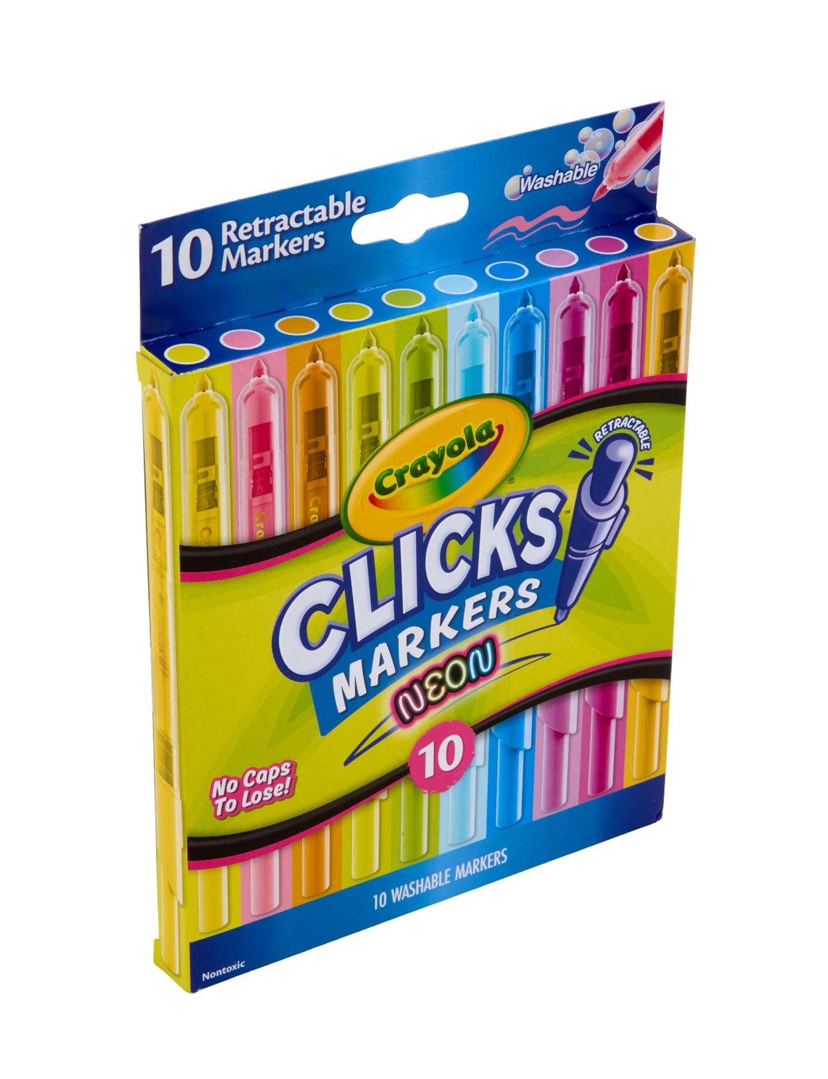 Crayola Clicks Retractable Tip Markers (10ct), Washable Cone Tip Art Marker Set, Cute Aesthetic School Supplies, Classroom Must Haves, Ages 8+