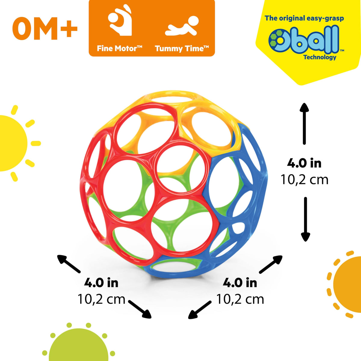 Bright Starts Oball Grippin' Goals Rattle Soccer Ball - Black & White, Easy-Grasp Toy for Newborn and Up