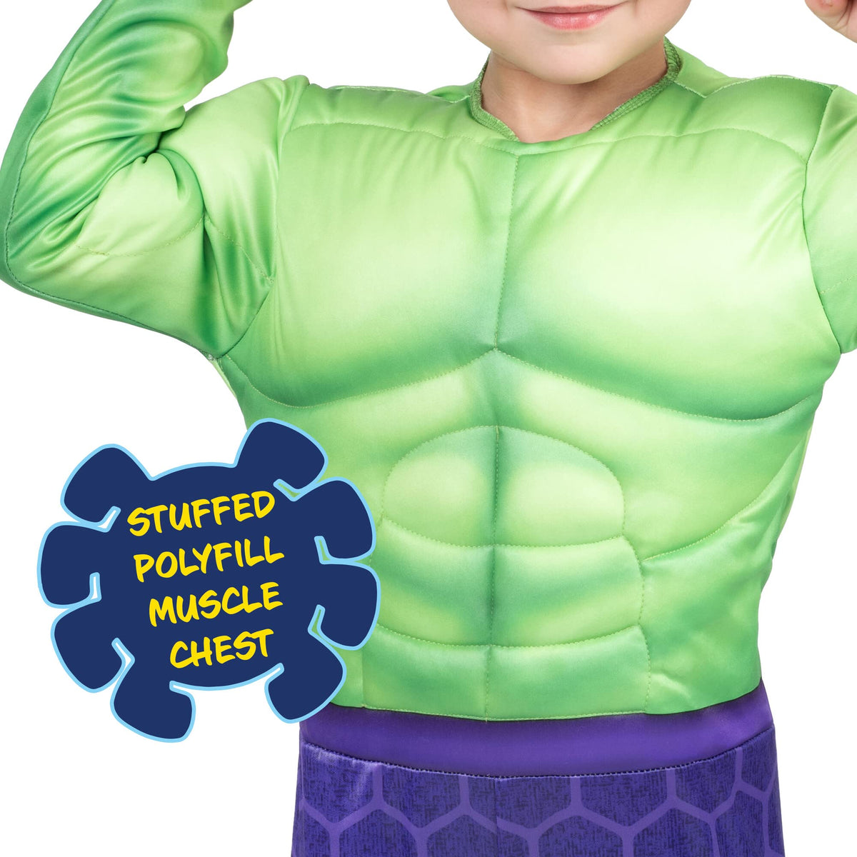 MARVEL Official Toddler Deluxe Halloween Costume - Premium Quality Padded Jumpsuit and Fabric Headpiece (3T-4T)