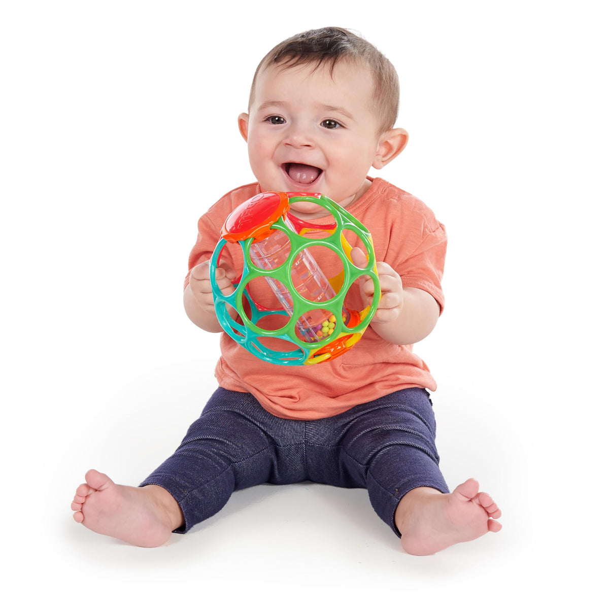 Bright Starts Oball Grippin' Goals Rattle Soccer Ball - Black & White, Easy-Grasp Toy for Newborn and Up