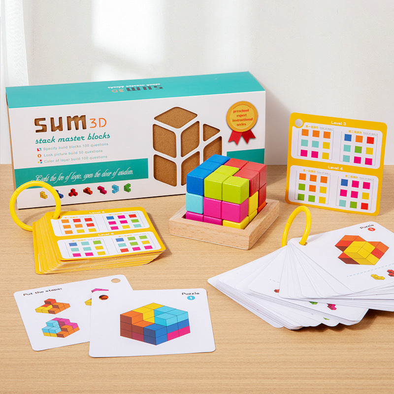 Wooden cube building blocks, spatial sense, concentration, thinking training, puzzle toys, enlightenment children's toys