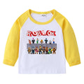 Children's pure cotton shoulder T-shirt with round neck and long sleeves
