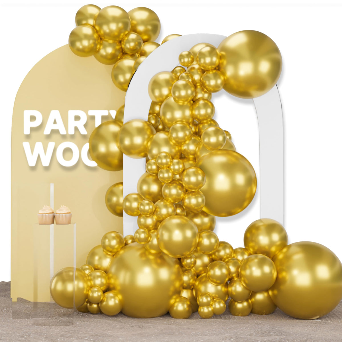 PartyWoo White Balloons 155pcs Matte White Latex Balloons Different Sizes