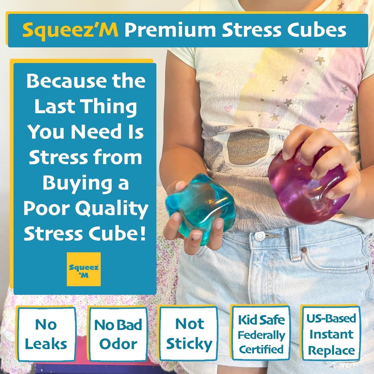 Original BigBlok Premium Stress Cube 2 Pack, Squishy Fidget Toy, Adults