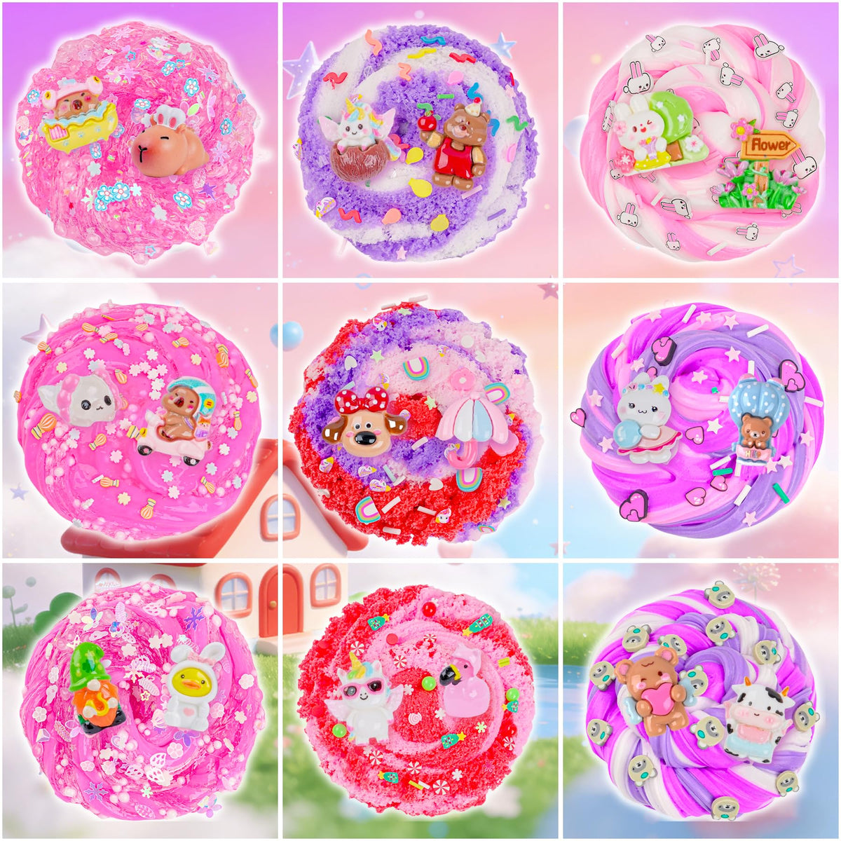 6-Pack Pink Slime Kit for Girls, Cloud Butter Squishy Birthday Gift Set