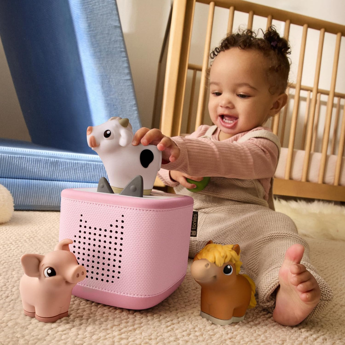 Toniebox 2 My First Farm Bundle for Kids 1+ with Soft and Squeezable Cow, Horse, and Pig - Cloud Pink