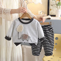 Cartoon long sleeved hoodie two-piece set for children's autumn clothing