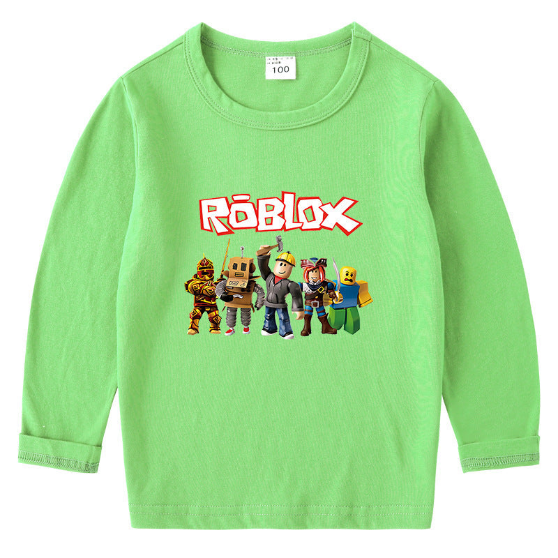 Children's cotton T-shirt with round neck and long sleeved base