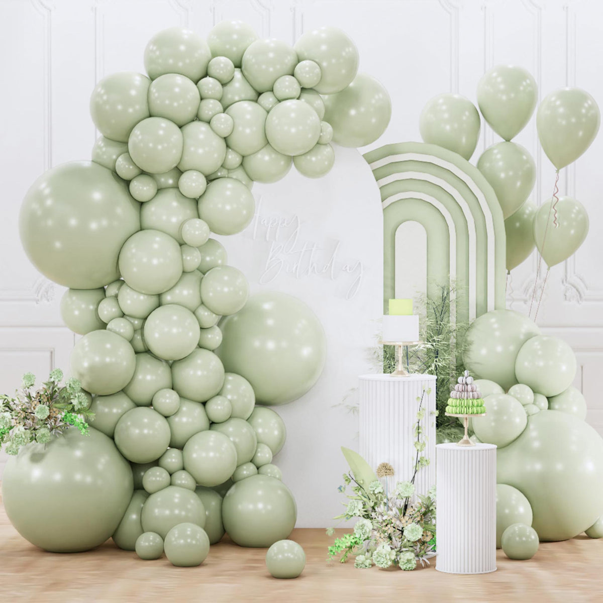 PartyWoo White Balloons 155pcs Matte White Latex Balloons Different Sizes