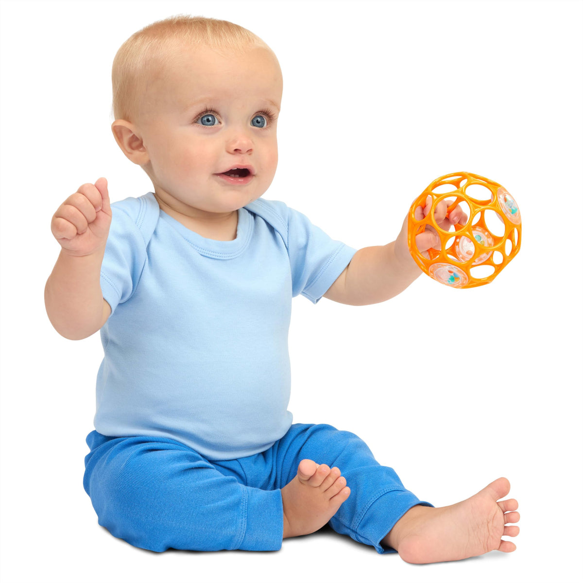 Bright Starts Oball Grippin' Goals Rattle Soccer Ball - Black & White, Easy-Grasp Toy for Newborn and Up