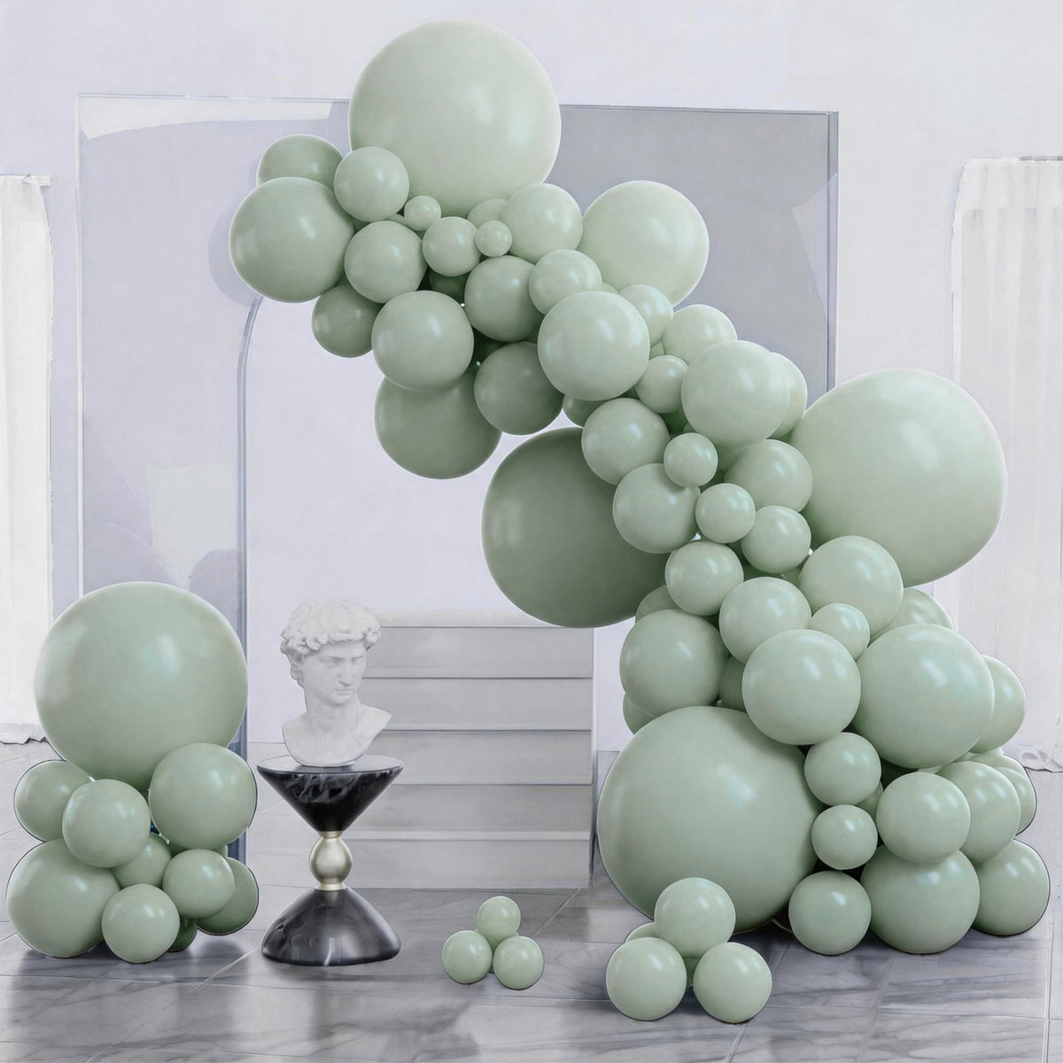 PartyWoo Pearl White Balloons 140pcs Metallic White Color Different Sizes