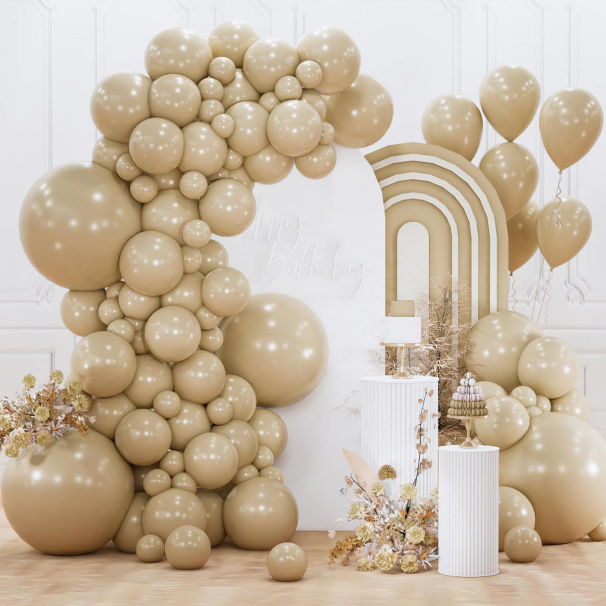 PartyWoo White Balloons 155pcs Matte White Latex Balloons Different Sizes