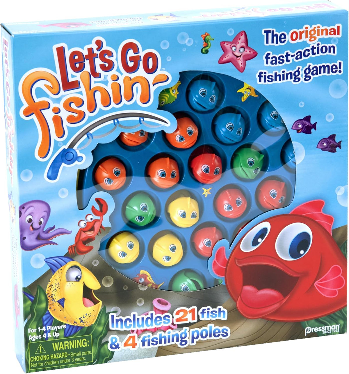 Let's Go Fishin' Game by Pressman - The Original Fast-Action Fishing Game!, 1-4 players