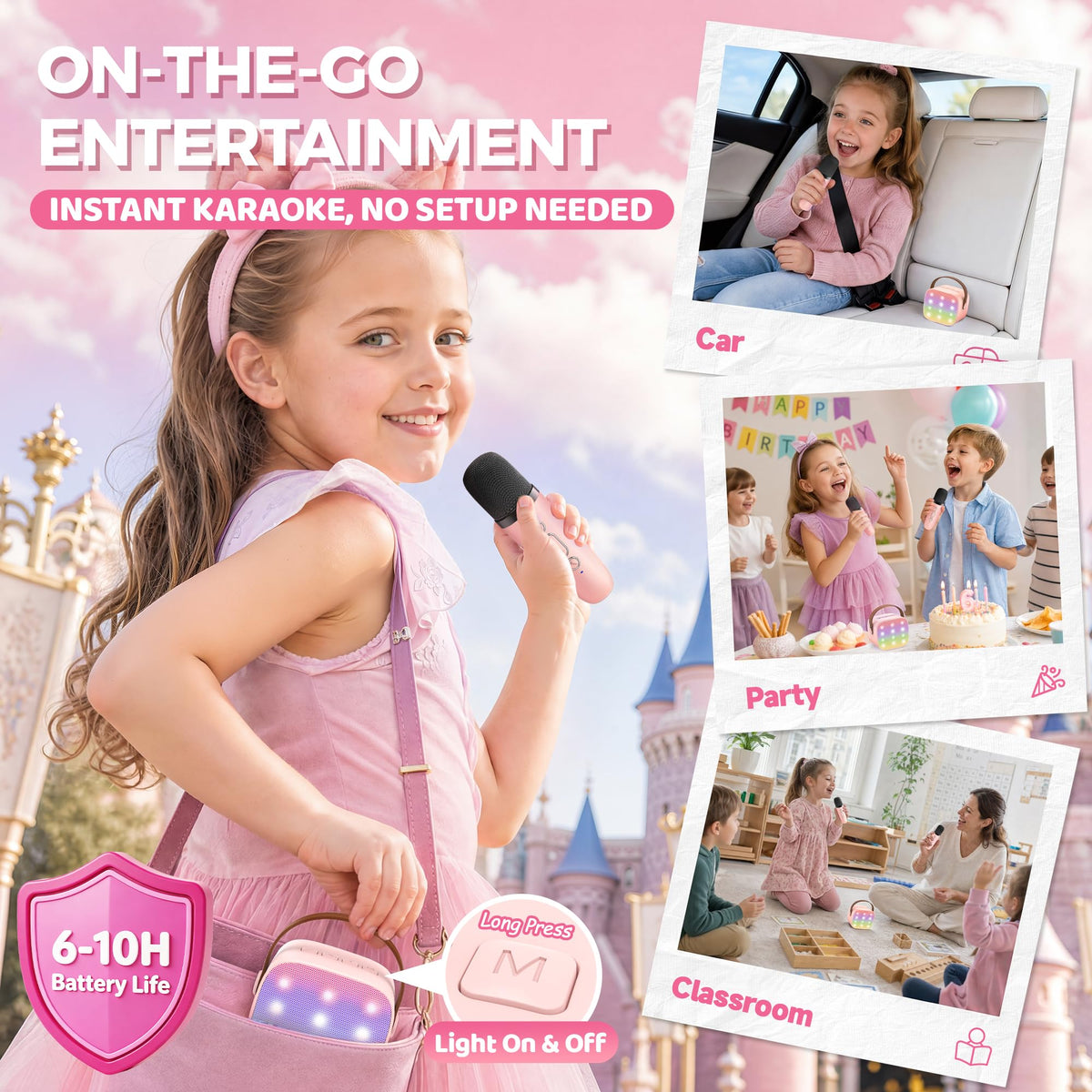 YLL Karaoke Machine for Kids, Birthday Gifts for Girls 3 4 5 6 7+Years Old