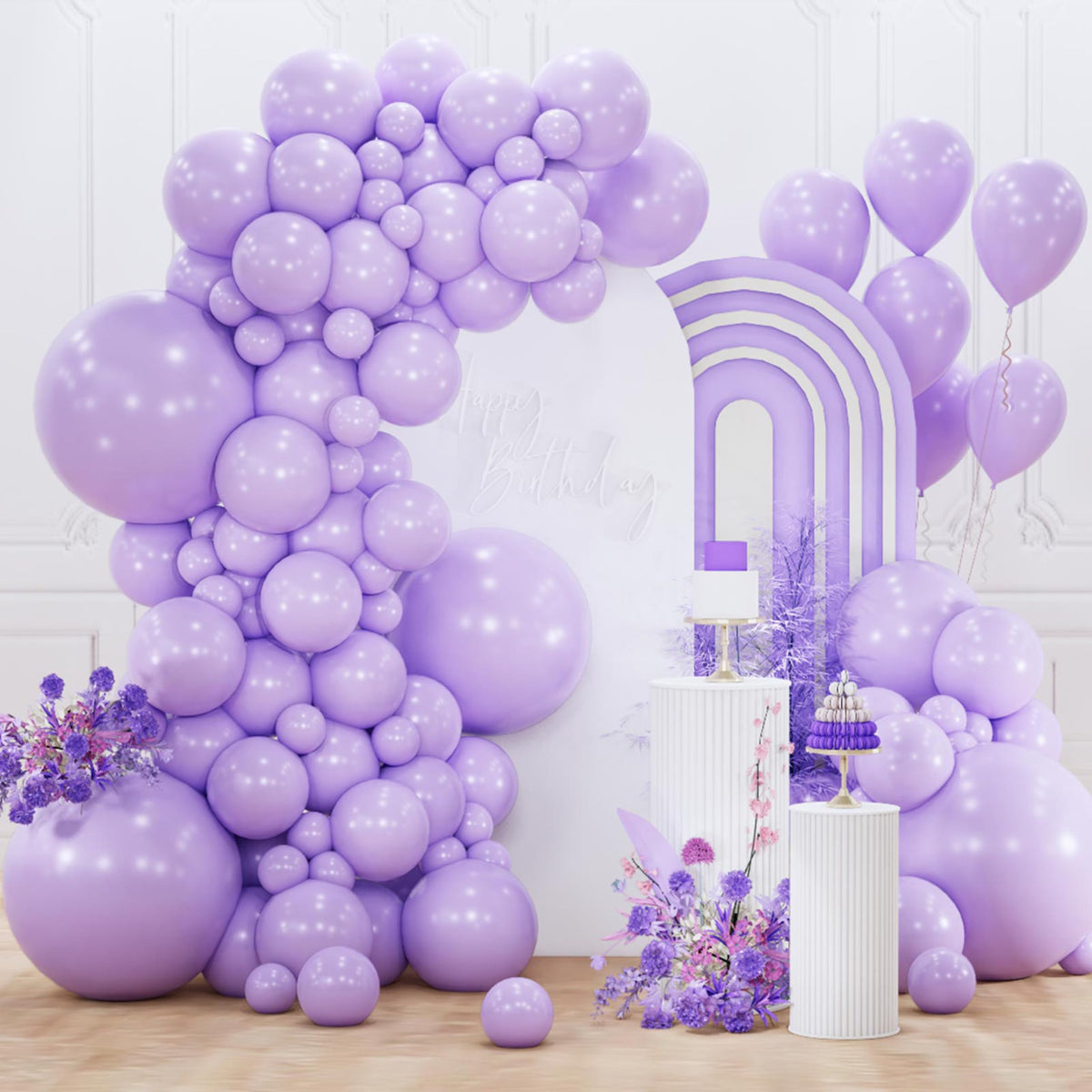 PartyWoo White Balloons 155pcs Matte White Latex Balloons Different Sizes