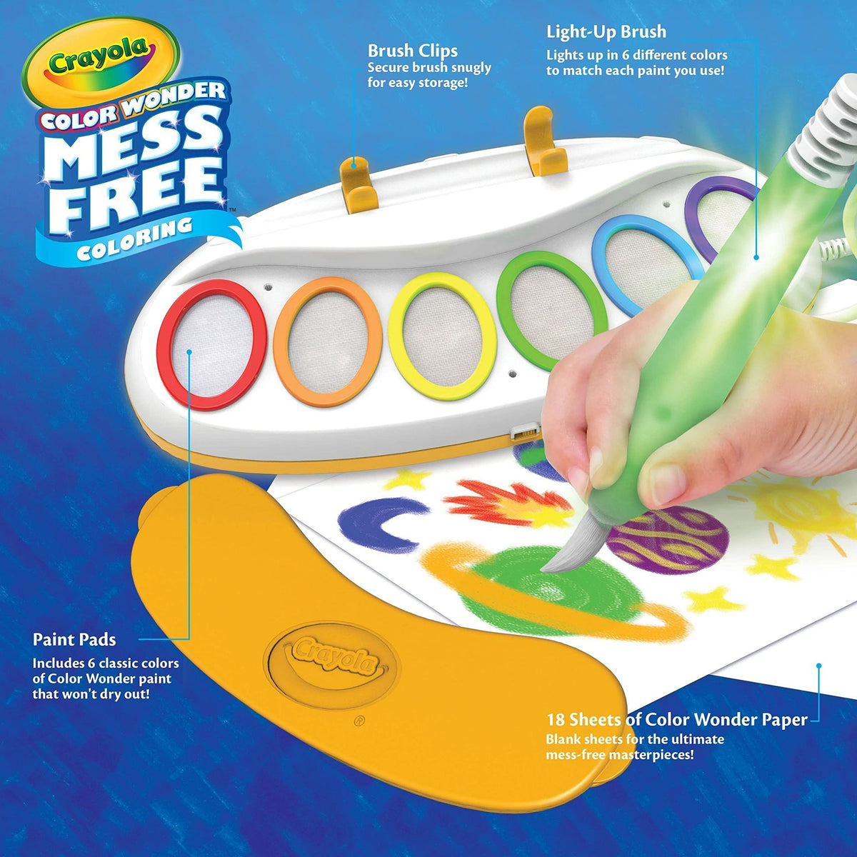 Crayola Ms Rachel Color Wonder Magic Light Brush, Mess Free Coloring Toy 3+