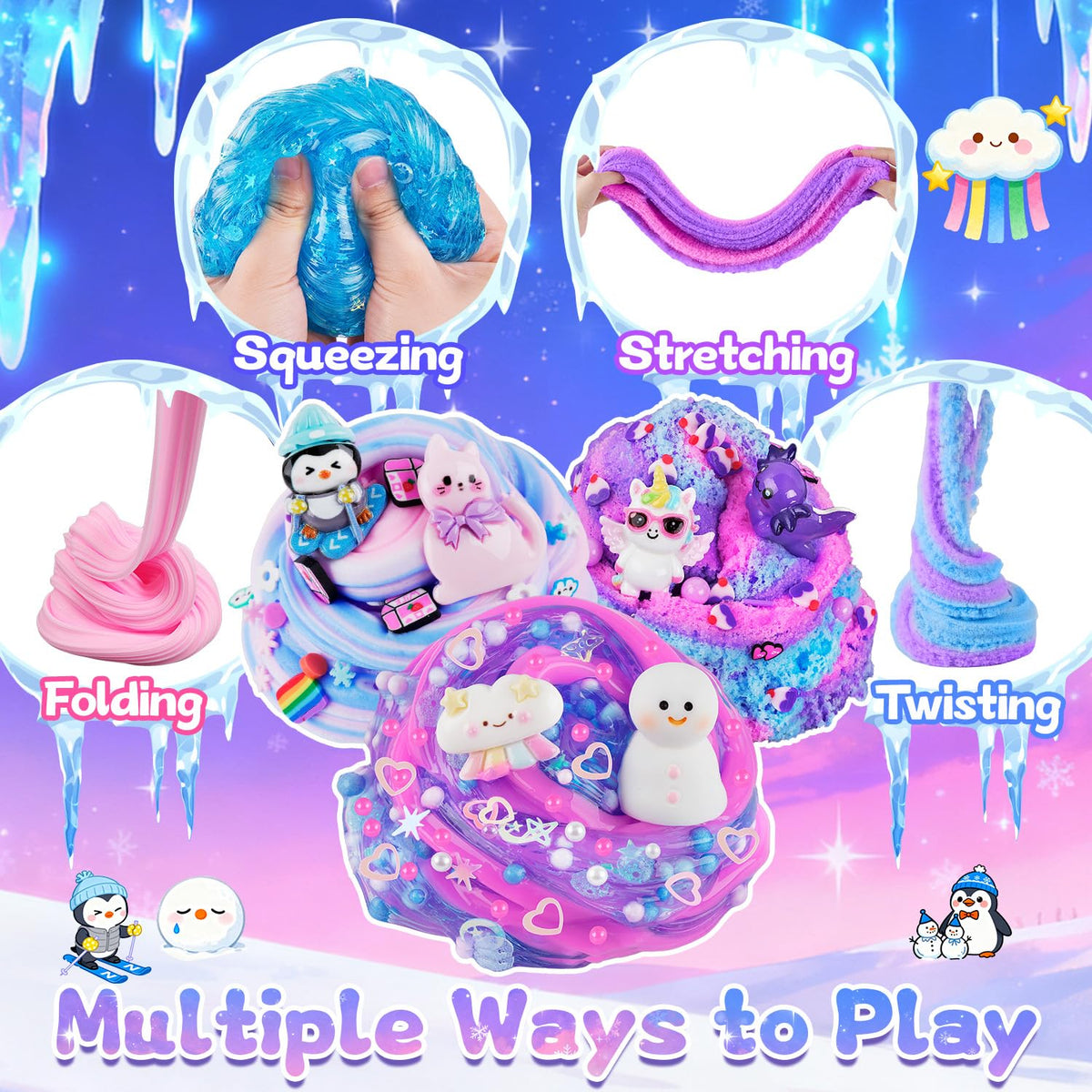 6-Pack Pink Slime Kit for Girls, Cloud Butter Squishy Birthday Gift Set