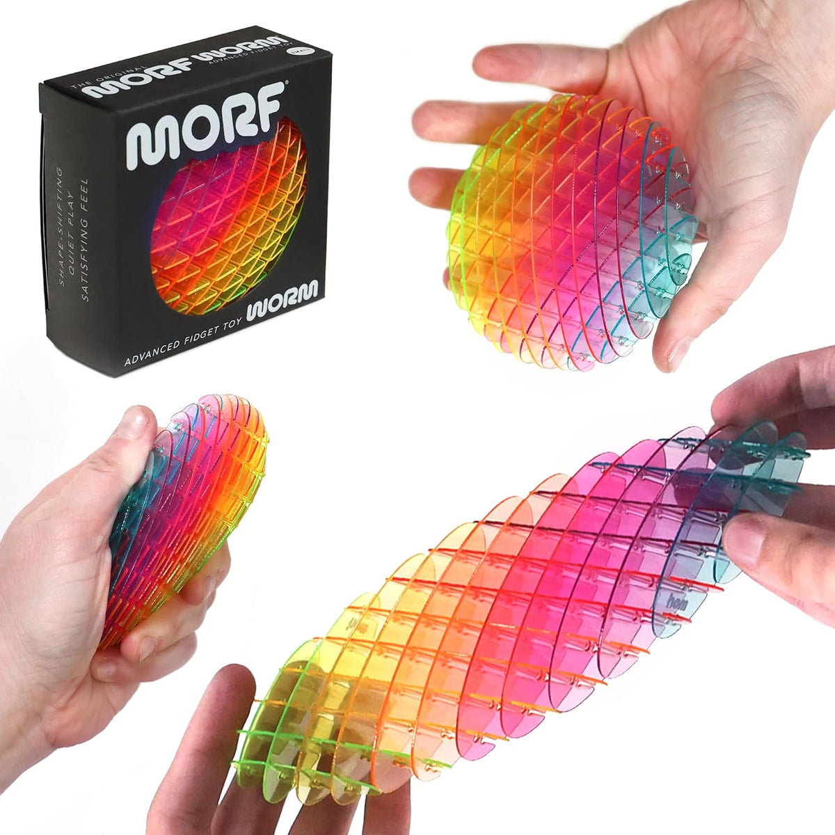 Morf Worm 3D Sensory Fidget Toys for Kids, Teens & Adults, Rainbow, Small