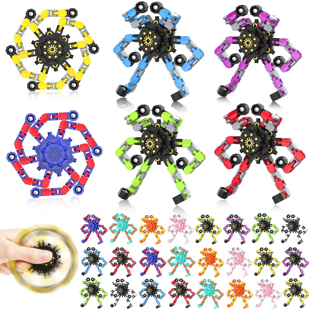 Transformable Fidget Spinners,9PCS Funny Sensory Fidget Toys for Kids