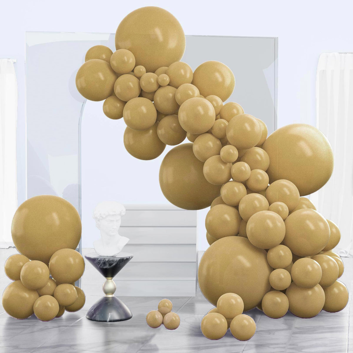PartyWoo Pearl White Balloons 140pcs Metallic White Color Different Sizes