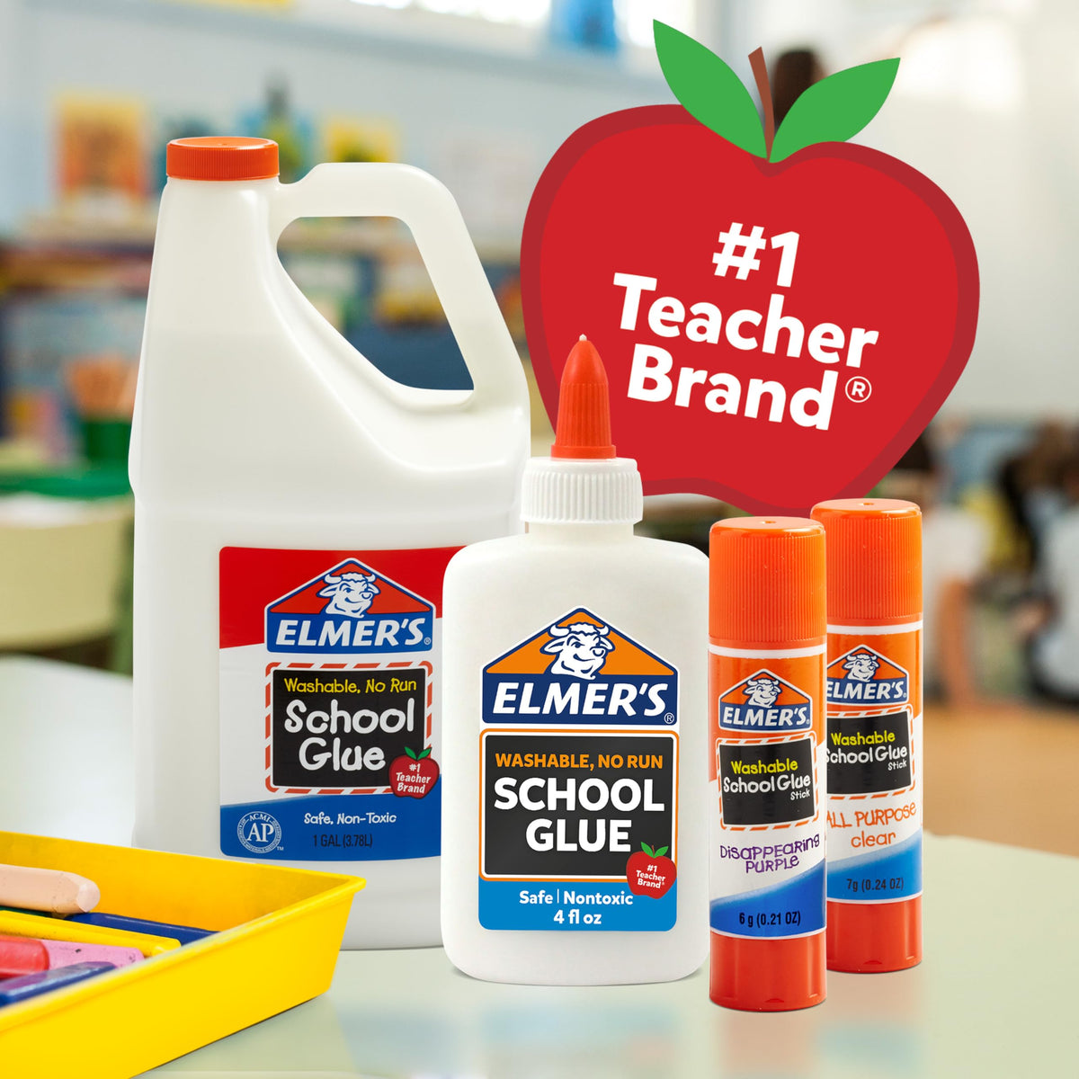 Elmer's White Liquid School Glue, 1 Gallon, Safe, Washable, 1 Count, - #1 Teacher Brand, Bulk Arts & Crafts, Projects, Classroom Supplies, Great for Making Slime