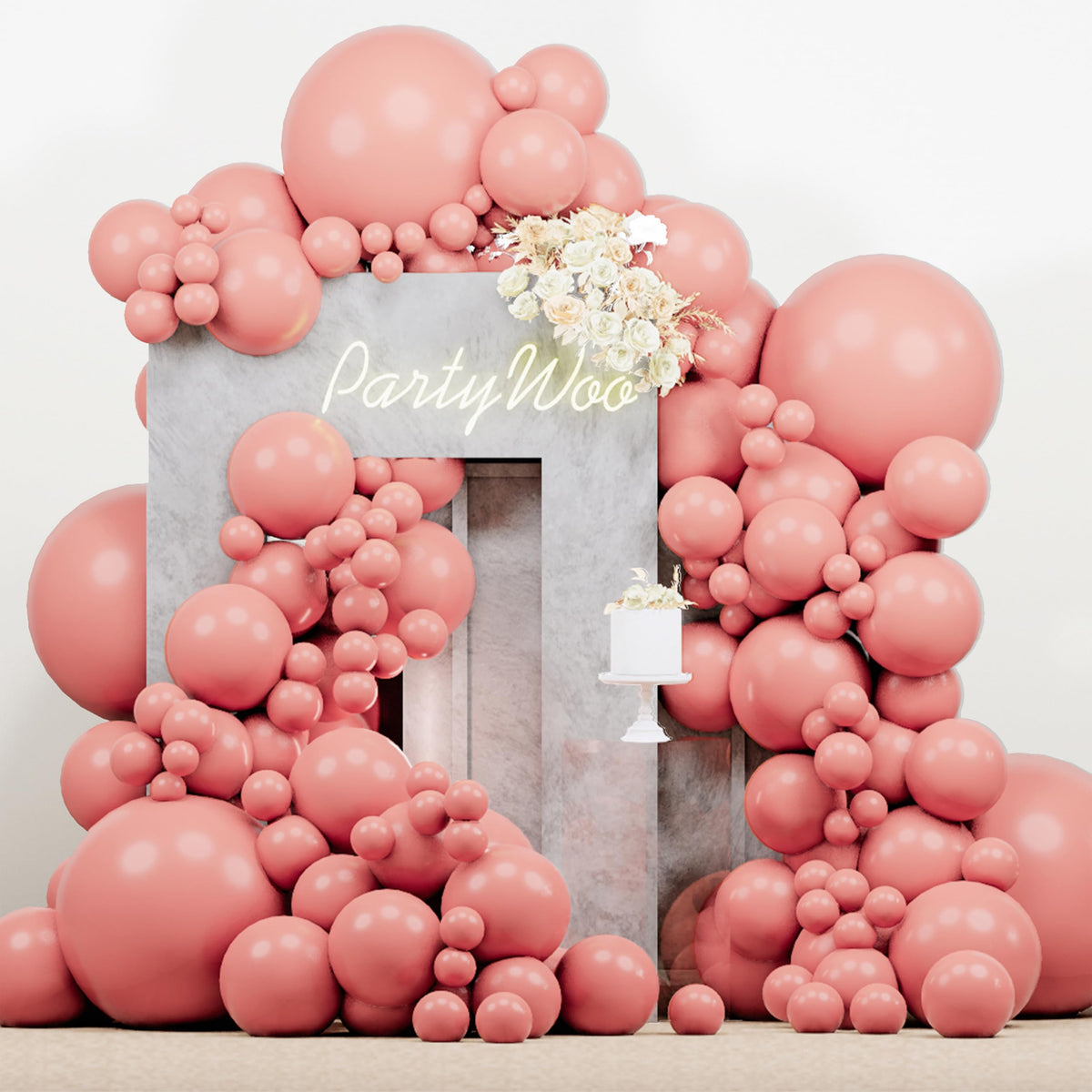 PartyWoo Pearl White Balloons 140pcs Metallic White Color Different Sizes