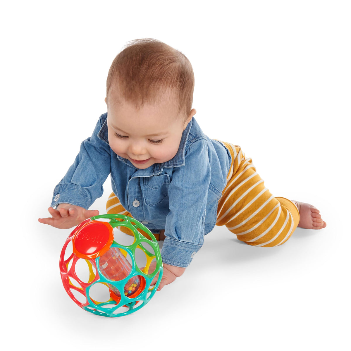 Bright Starts Oball Grippin' Goals Rattle Soccer Ball - Black & White, Easy-Grasp Toy for Newborn and Up