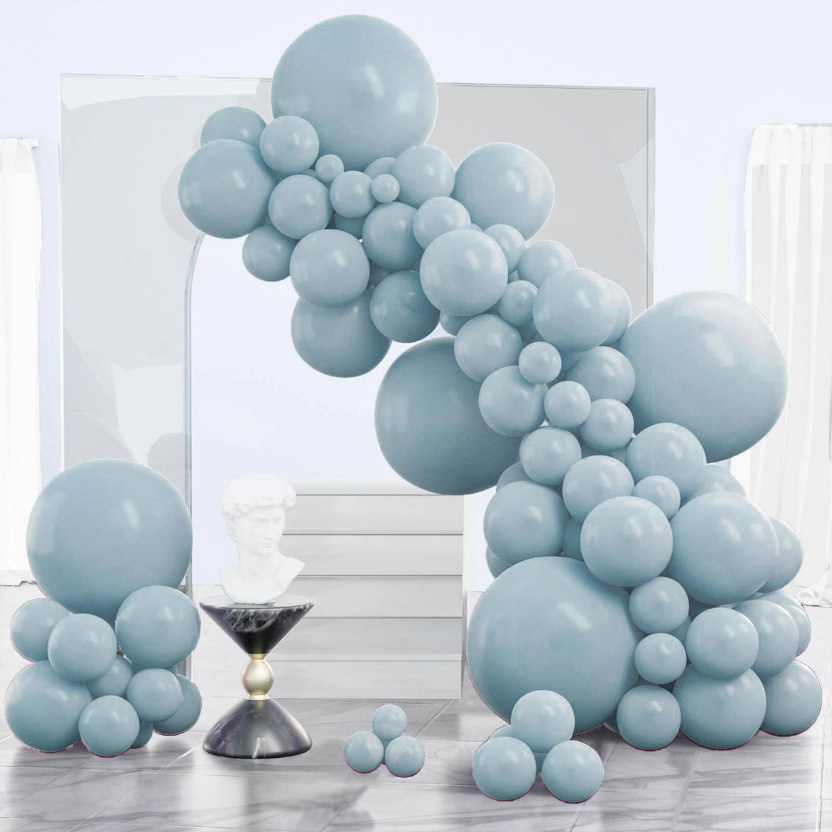 PartyWoo Pearl White Balloons 140pcs Metallic White Color Different Sizes