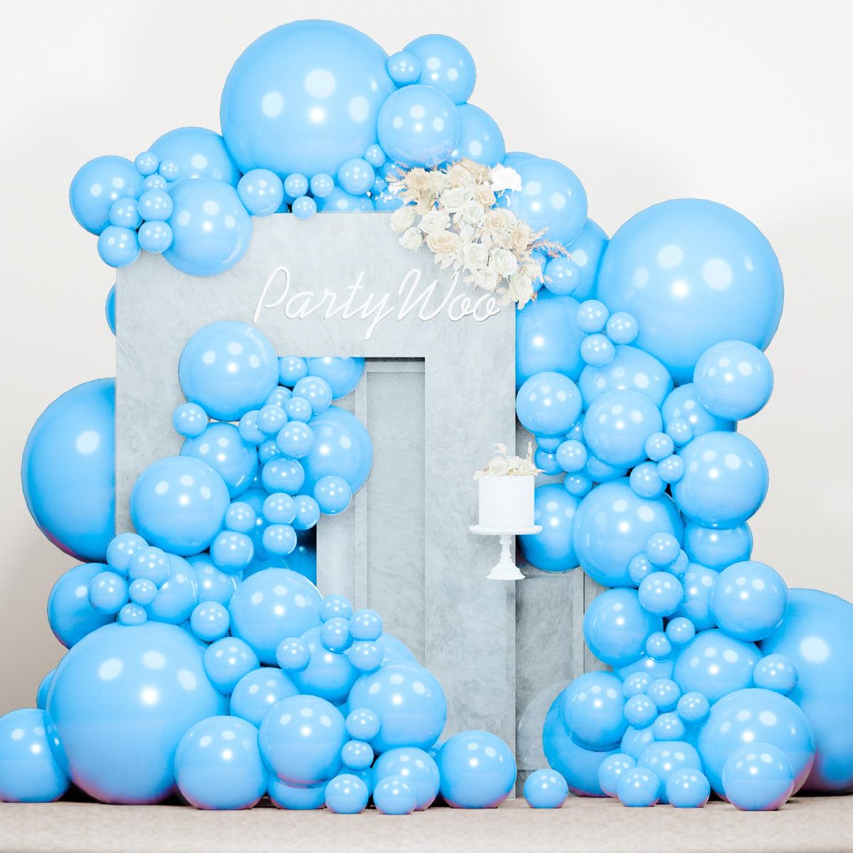 PartyWoo Pearl White Balloons 140pcs Metallic White Color Different Sizes