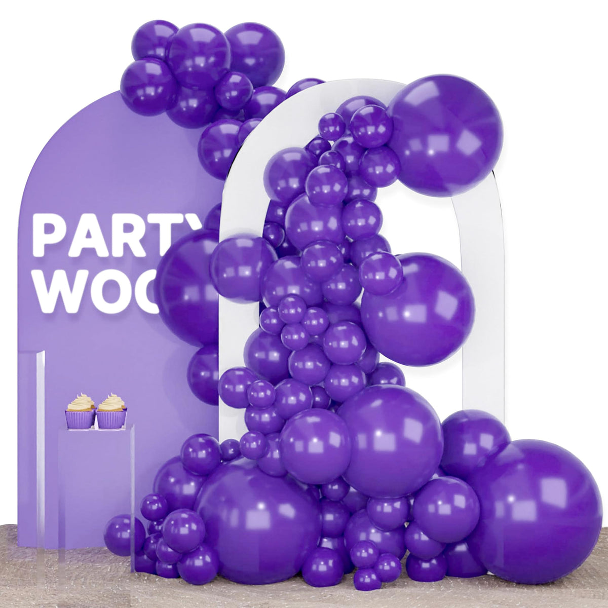 PartyWoo Pearl White Balloons 140pcs Metallic White Color Different Sizes