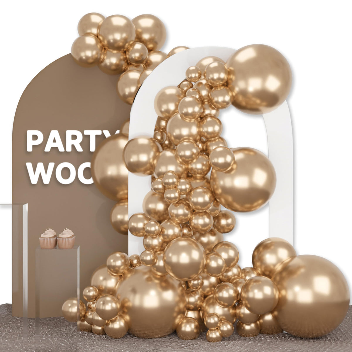 PartyWoo Pearl White Balloons 140pcs Metallic White Color Different Sizes
