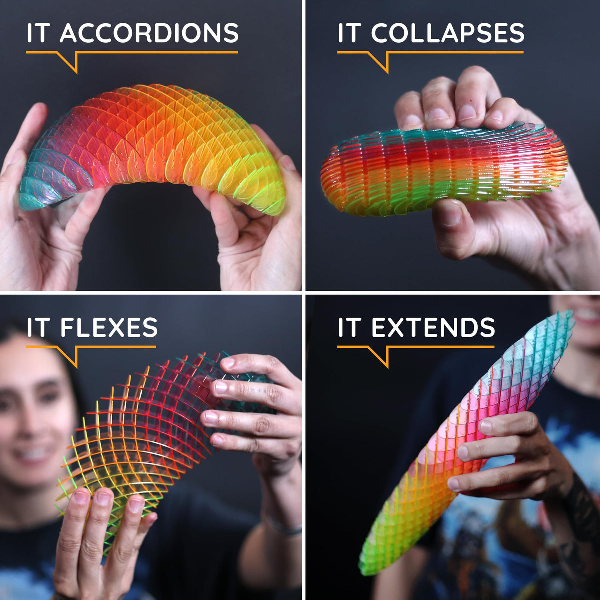 Morf Worm 3D Sensory Fidget Toys for Kids, Teens & Adults, Rainbow, Small
