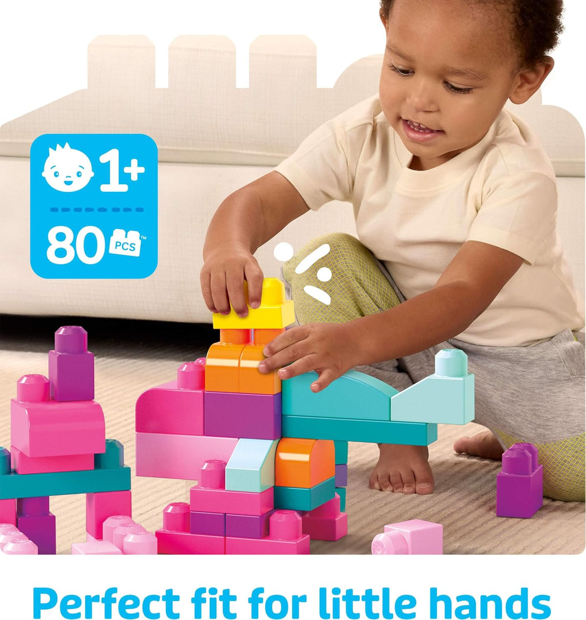 MEGA BLOKS First Builders Big Building Bag Toddler Blocks Toy Pink