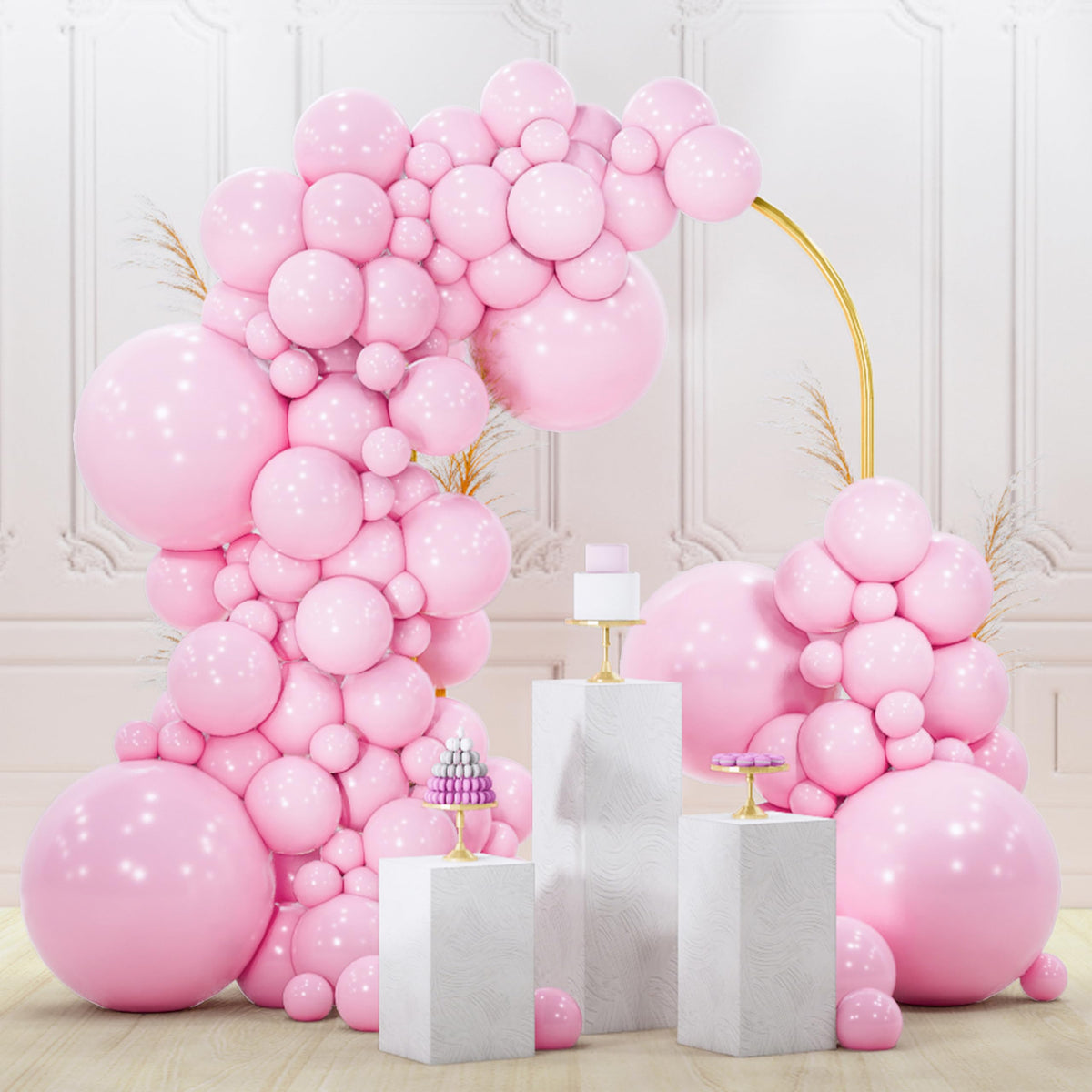 PartyWoo Pearl White Balloons 140pcs Metallic White Color Different Sizes