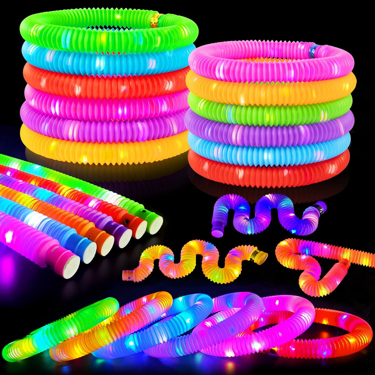 Halloween Light Up Party Favors for Kids 24PCS,Glow Stick Bracelet Necklace