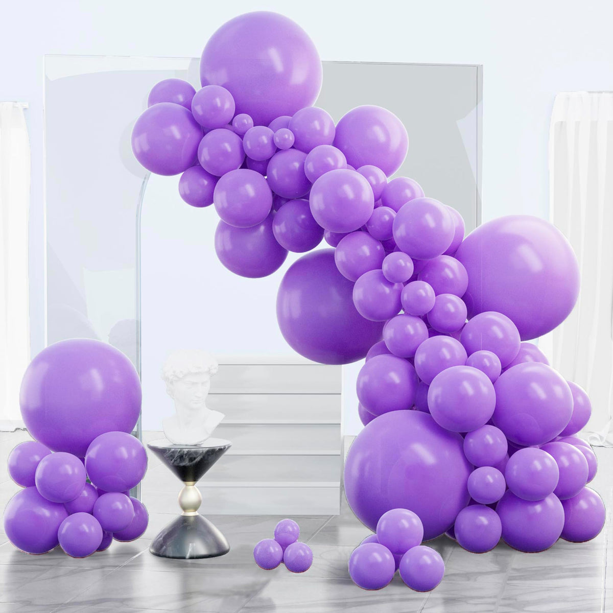PartyWoo Pearl White Balloons 140pcs Metallic White Color Different Sizes